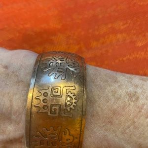 Copper Chilean Cuffed Bracelet .  Size is Flexible